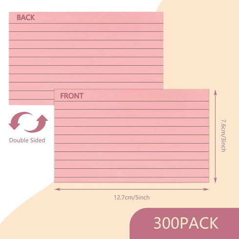 YOLCAR 3 5 Inch, 300 Count Colored Index Cards x Ruled Index Cards, Flash Cards for Studying, Lined Note Cards