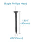100pcs #6 x 1-3/4" Flat Head Phillips Drywall Screws, Carbon Steel 1022A, Black Phosphate