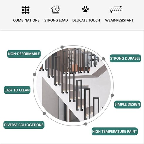 PAUANI Poles(U,35cm) Metal Wall Mount Stair Railing, U/M-Shaped Non-Slip Stair Handrail, Elderly Children's Safety