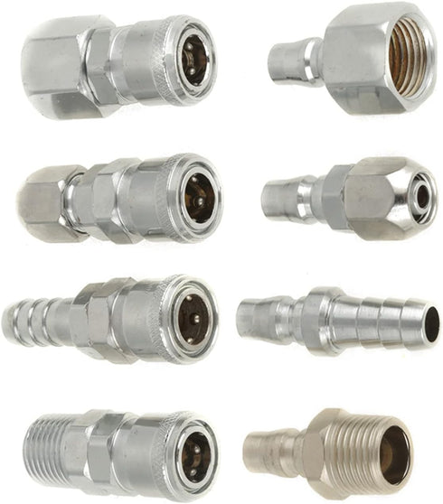 8Pcs Coupling Connector Set, 1/2 Pneumatic Air Compressor Hose Quick Coupler Plug Socket