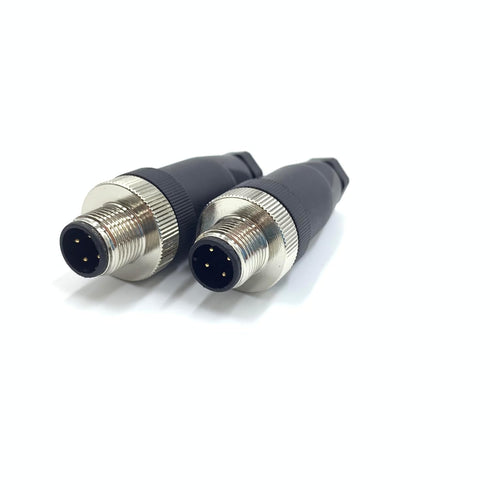 2Pcs M12 4 Pin Male Circular Connector, D Code Industrial IP67 Waterproof Sensor Straight Type Adapter