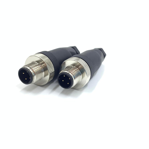 2Pcs M12 4 Pin Male Circular Connector, D Code Industrial IP67 Waterproof Sensor Straight Type Adapter