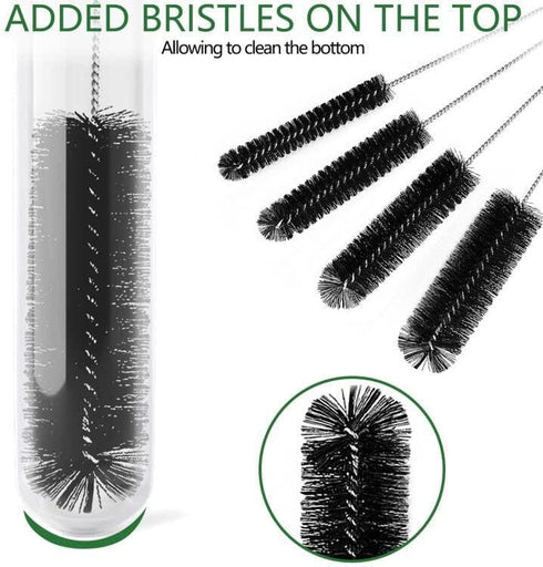 CiaraQ Bottle Cleaning Brushes, 9.8 Inch Nylon Tube Brush Set, Cleaner for Narrow Neck Bottles Cups with Hook, Set of 10pcs. Black by CiaraQ