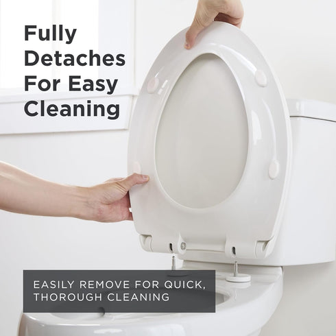 GC550130 Gerber Soft-Close Elongated Toilet Seat with Two Button Quick-Release, Top-Mount Installation, Non-Slip