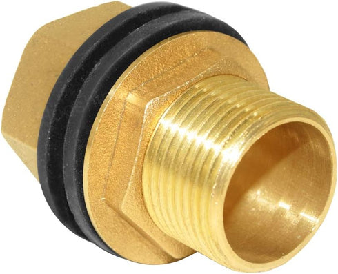 Hooshing Brass Bulkhead Fitting 3/4“ Male x 3/4" Female Thread Connector for Water Tanks, Aquariums, Pools
