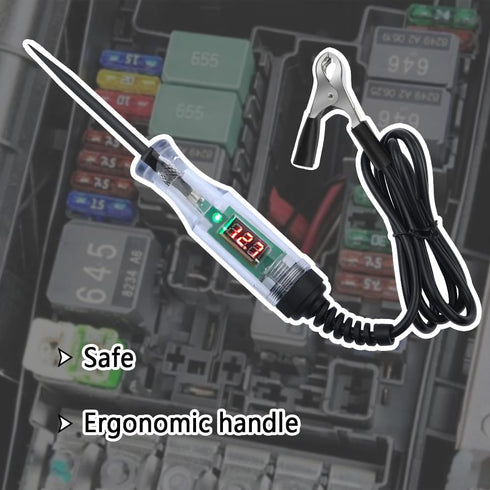 Car Voltage Tester Pen with Alligator Clip, DC 3-48V Test Light Pen, Digital LED Circuit Tester with Prolong Spring
