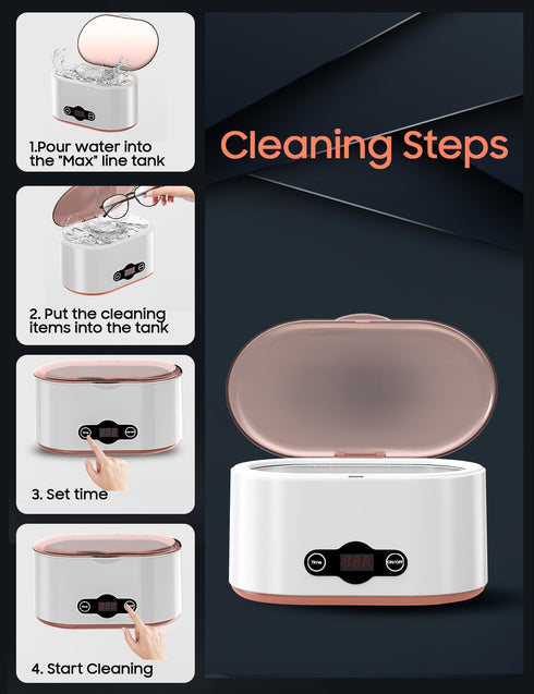 20OZ Ultrasonic Jewelry Cleaner 45KHz with 5 Timer Modes, 600ML Stainless Steel Cleaner for Jewelry and Eyeglasses