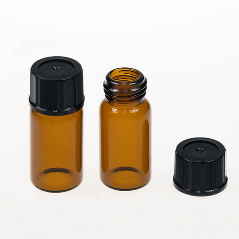 ALWSCI 5 ML Glass Vials - 100 Pack, 18x40 mm Amber Liquid Sampling Bottles, Leak-Proof with Black Screw Cap