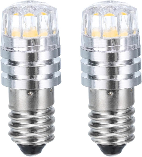 MECCANIXITY 3V/0.12A E10 Mini LED Light Bulbs, 2Pcs Miniature Screw Bulbs for Scientific Experiment Lighting