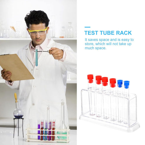 2 Sets Test Tube Rack Toy Containers with Lids for Beads, Plastic Tube Holder for Lab Toy Storage