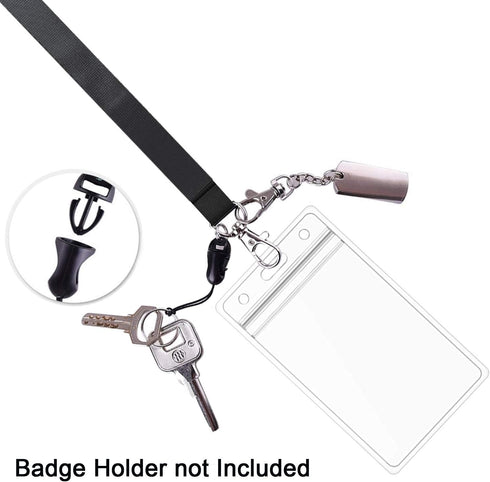 Black Safety Breakaway Lanyards for ID Badges, Holder Keys, Women Men, Cruise Neck Office Card Holder - 5 Pack