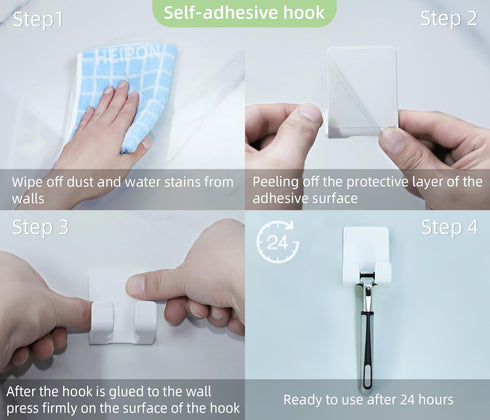 (2, Razor Holder for Shower,Towel Hook,Kitchen Hook,Self-Adhesive,Non-Punching Installation,Bathroom Hook White)