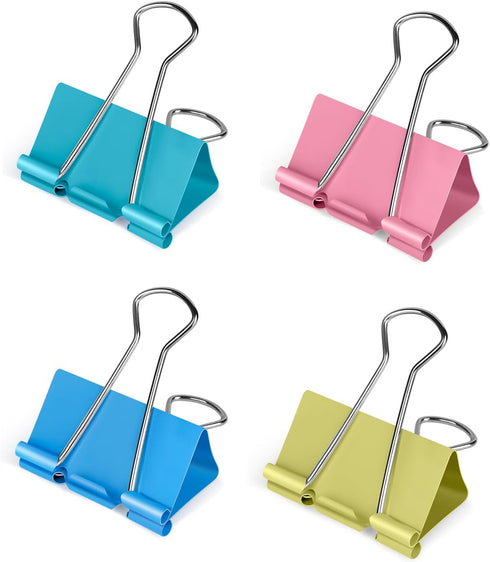 Medium Binder Clips - 1.25 Inch Length - Colorful - Pack of 40 for Office