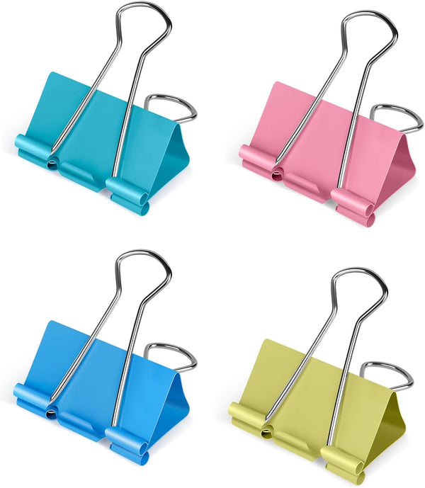 Medium Binder Clips - 1.25 Inch Length - Colorful - Pack of 40 for Office