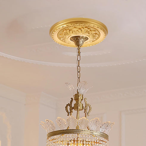 12.20 Inch Round Ceiling Medallion Pu Decorative Ceiling Plate for Home Lighting Medallions Fan Light Fixture Trim