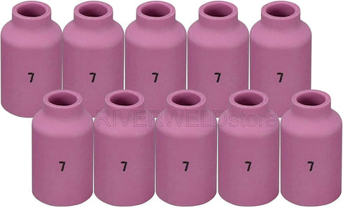 RIVERWELD TIG Gas Lens Alumina Nozzle Ceramic Cups 54N15 (#7 7/16") for WP 17 18 26 TIG Welding Torch, 10pk