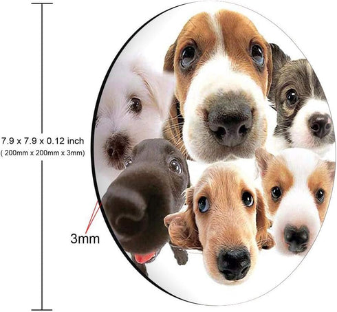 Round Mouse Pad with Dog Design, Customized Non-Slip Rubber Gaming Mouse Pad for Office Work