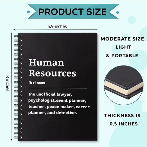 Human Resources Definition 160 Blank Pages Spiral Notebook, Funny Notebook Gift for Human Resources HR Manager, HR Appreciation Gift, Recruiter Gift, HR Coworker Gift by Sixrip