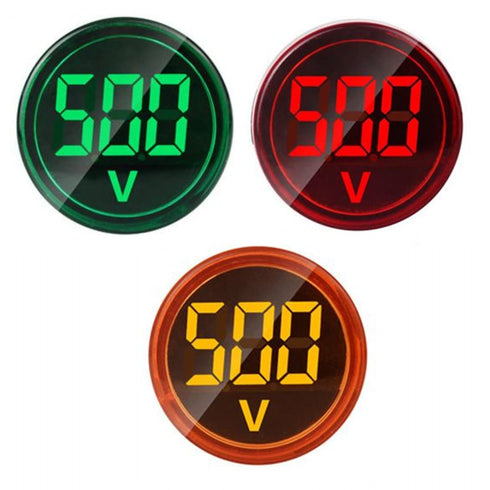 3pcs Digital Display AC Voltage Indicator, 22mm Round Head LED Voltage Tester, AC50~500V Voltmeter Monitor in Green,