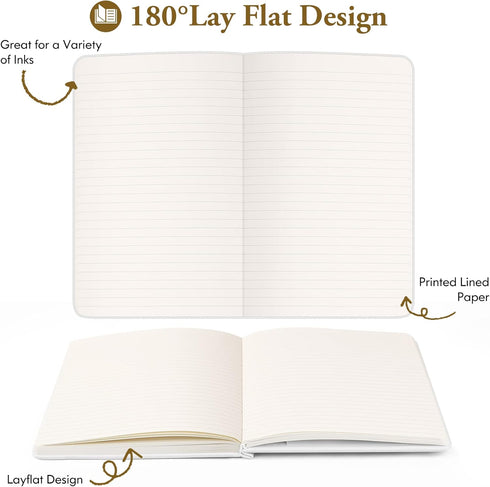 Huhuhero Notebook Journal, Lined Ruled Journal, Hardcover 120Gsm Premium Thick Paper with Faux Leather Notebook for Journaling Writing Note Taking Office School Supplies 5.25"×8.25"(1, Brown) by Huhuhero