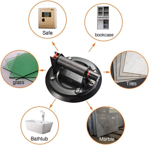 8" Heavy Duty Glass Suction Cup Lifter - Industrial Vacuum Lifter for Granite Lifting & Window Replacement, 240 lbs
