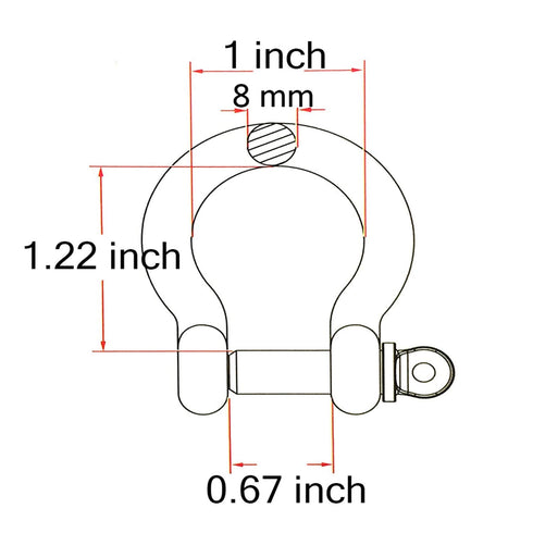 4 Pcs 5/16 Inch 304 Stainless Steel D Ring Shackles, 8 mm Screw Pin Anchor Shackle for Traction Steel Wire