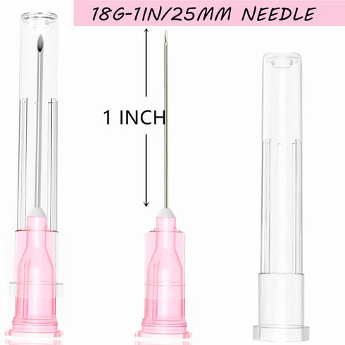 100 Pack 18Ga 1 Inch Stainless Steel Dispensing Lab Tools for Scientific Labs, Individually Wrapped