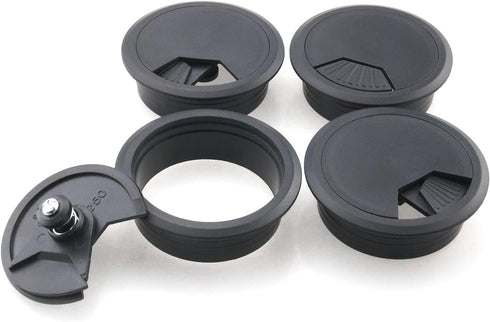 4pcs Black Desk Grommet Cable Cord Organizer, Adjustable 2 Inch Hole Cover for Office PC Desk