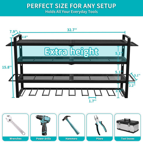 400lbs, 4 8 Power Tool Organizer Wall Mount Loads Layers Heavy Duty Tool Organizers and Storage, Cordless Tool Rack