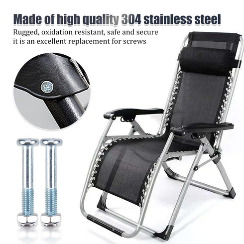 Comidox 2Pairs Metal Zero Gravity Chair Replacement Accessories Screws & Nuts Fabric Repair Kits for Your Folding Bed