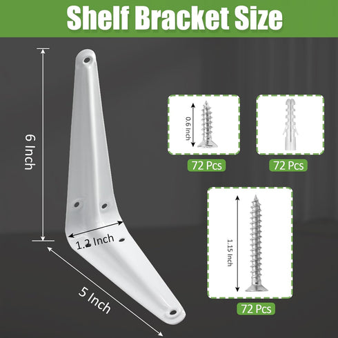 PHITUODA 24 Pack 6 5 Inch, Shelf Brackets x Heavy Duty White Metal Floating Shelf Bracket, L Bracket Corner Brace