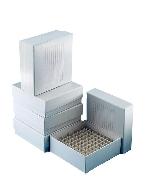 LUERFLE 100 Well Cardboard Freezing Box, Pack of 15 with Pre-assembled Compartments