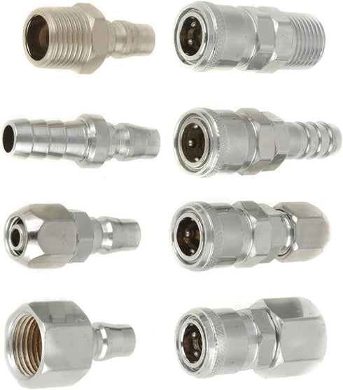 8Pcs Coupling Connector Set, 1/2 Pneumatic Air Compressor Hose Quick Coupler Plug Socket