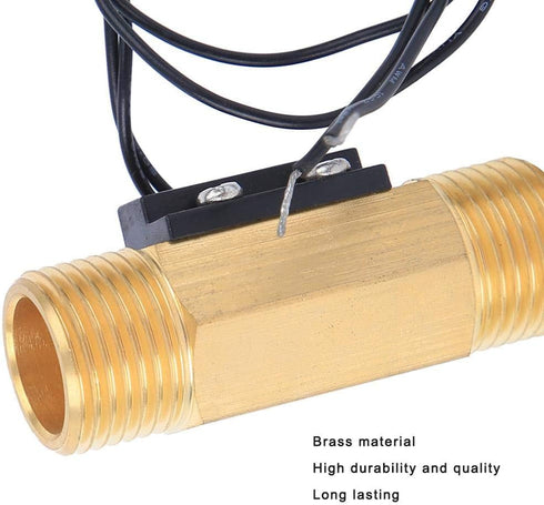 YWBL-WH Water Flow Hall Effect Sensor Switch with 1/2-inch Interface for Electromagnetic Flowmeter Brass Accessory
