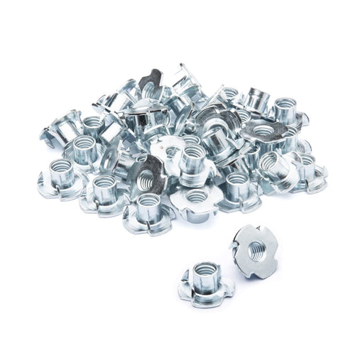 POWERTEC 5/16"-18 T Nuts, 50 Pack, 4 Pronged Tee Nuts for Woodworking and Furniture