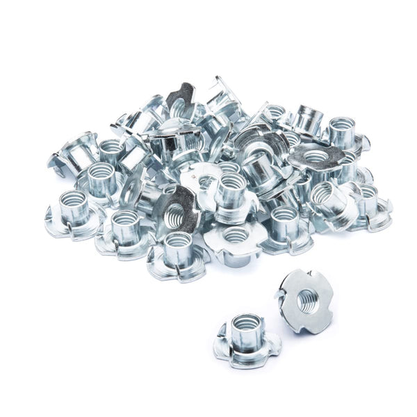 POWERTEC 5/16"-18 T Nuts, 50 Pack, 4 Pronged Tee Nuts for Woodworking and Furniture