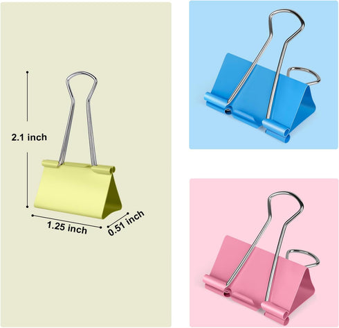 Medium Binder Clips 1.25 inch length, Colorful, for Office (40 Pcs) by Ufmarine