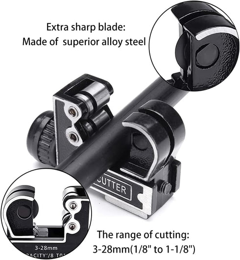 Pipe Tubing Cutter Tool, 1/8 to 1-1/8 Inch Mini Pipe Cutter for Copper, Stainless Steel, Brass, PVC