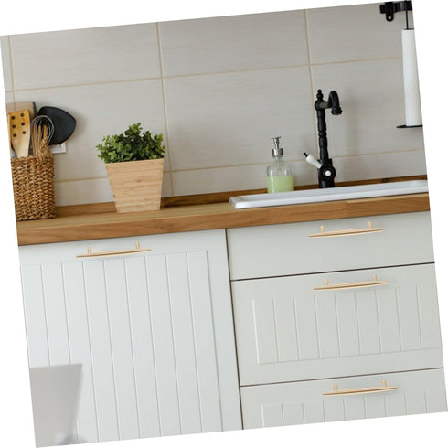 Holibanna Modern Brass Cabinet Pulls Pitch Solid Drawer Handles for Wardrobes Cabinets Bedside Tables Easy Install