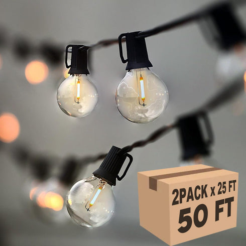Lampat String Lights, LED 50 Lights Bulb 50Ft G40 Globe String Lights with