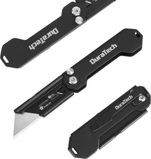 DURATECH 2-Pack Folding Utility Knife, Mini Box Cutter with Safety Lock and Quick-change Blade Mechanism