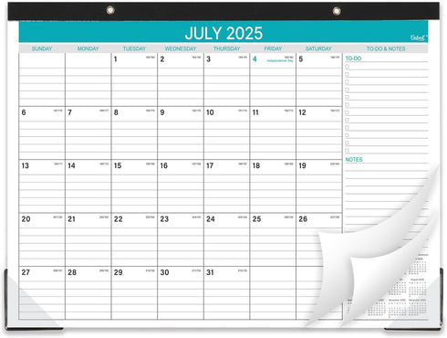 Desk Calendar 2025-2026, 18 Monthly Calendar with Ruled Blocks for Planning, July 2025 to December 2026