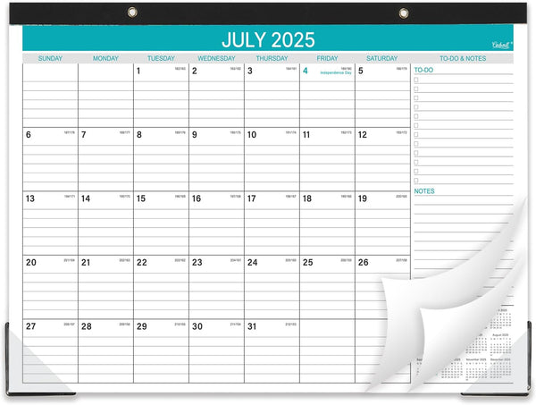 Desk Calendar 2025-2026, 18 Monthly Calendar with Ruled Blocks for Planning, July 2025 to December 2026