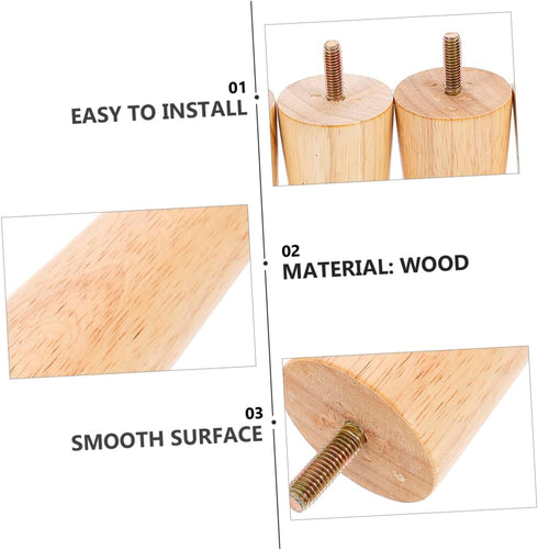 4sets NUOBESTY Nordic Style Solid Wood Furniture Legs of Replacement Feet for Sofa Cabinet Table and Tv Stand