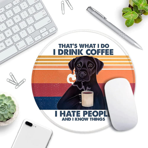 HANTUONE Funny Dog Round Mouse pad with Non-Slip Rubber and Stitched Edges Desk Accessories Office Gifts ,for Women Friends Daughter Friendship Colleague Teacher Dog Lovers BirthdayGifts by ZHANTUONE