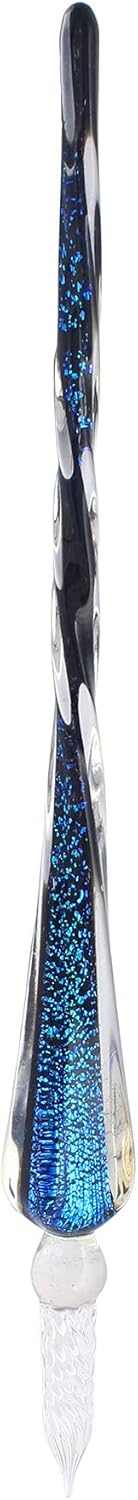 XIAOYU Glass Dip Pen, Vintage Handmade Glass Signature Pen, Starry Sky Crystal Dip Sign Pen