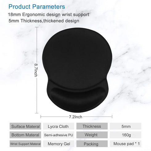 ITNRSIIET Ergonomic Mouse Pad with Gel Wrist Rest, Comfortable Office Supplies for Pain Relief, 8.7 x 7.2 inches