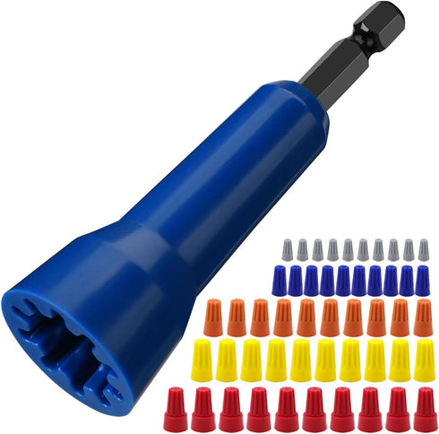 Wire Nut Driver, Spin Twist Wire Connector Socket with 1/4" Chuck, Enhanced Wiring Efficiency, 50pcs Wire Caps