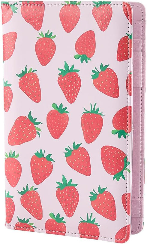 Server Books Cute Pink Waitress Book with Zipper Strawberry Leather Server Notebooks with Pocket Money Organizer Wallet
