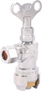 SharkBite 1/2 x 3/8 Inch Compression Angle Stop Valve, Push to Connect Brass Plumbing Fitting, Chrome Finish